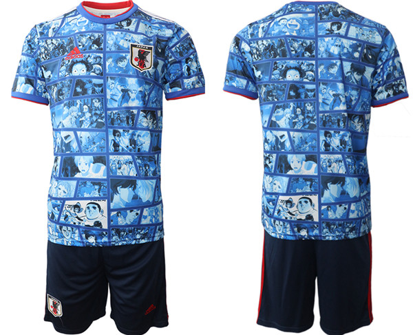 Men's Blue Japan Blank Home Soccer Jersey Suit